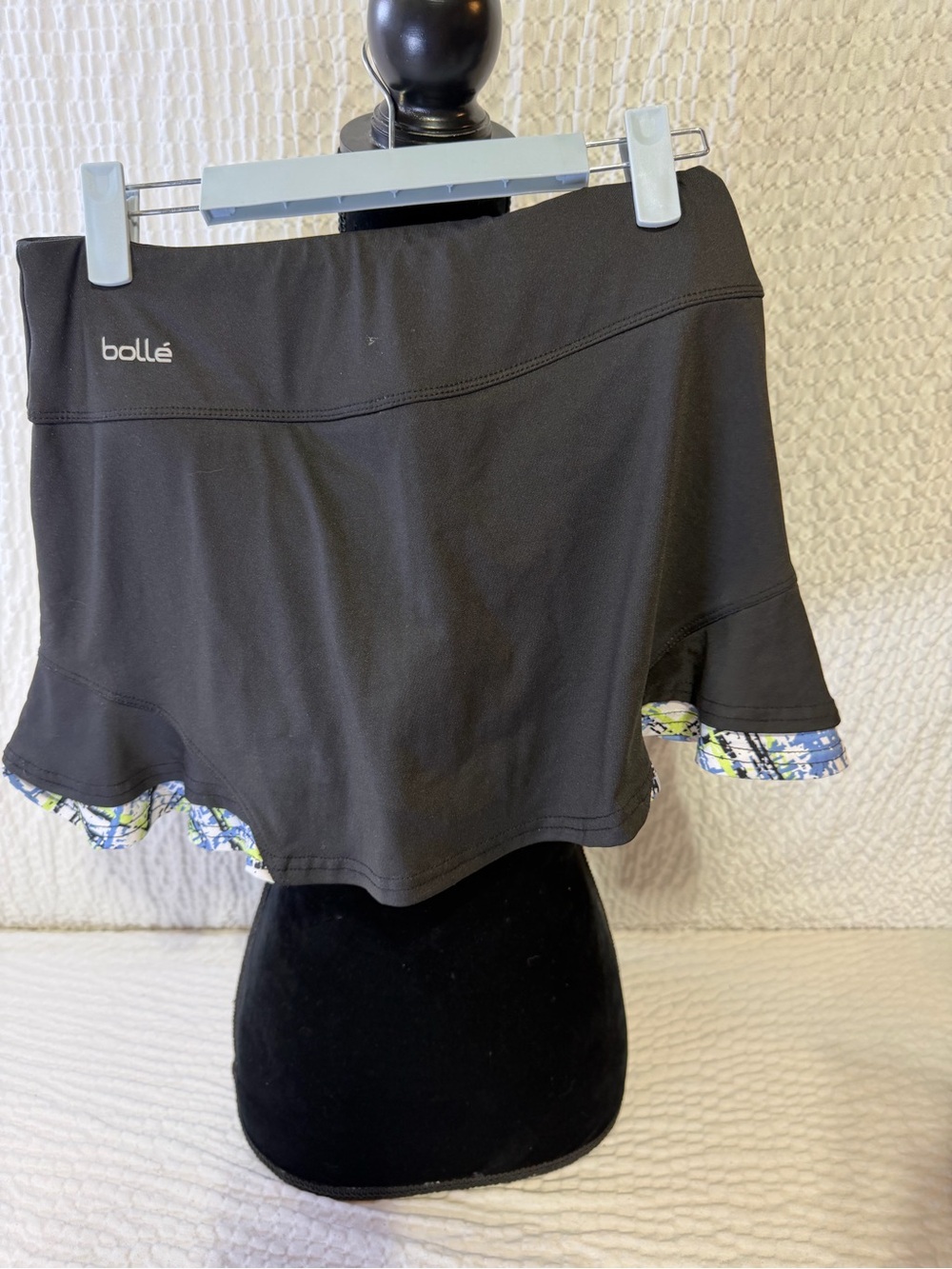bolle Black Skirt with Blue and Yellow Print Ruffle